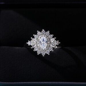 💎Sweet Refine Zircon Lovely Silver Dainty  Flower Rings for Women, INDN8574